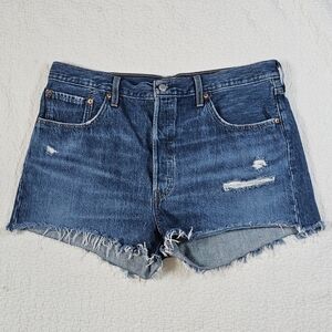 Levi's Women's 501 High-Rise Button Fly Distressed Denim Shorts
